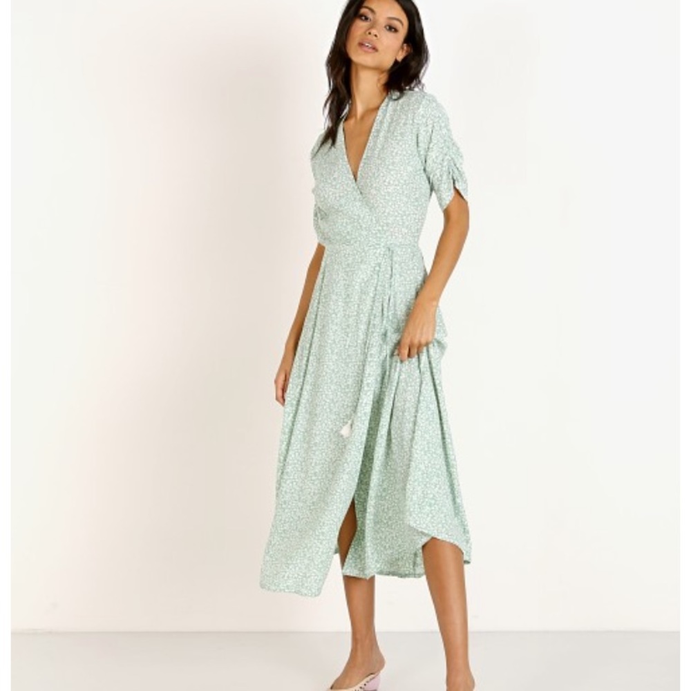 Faithfull the Brand Chiara Midi Dress Kaia Floral in Seafoam